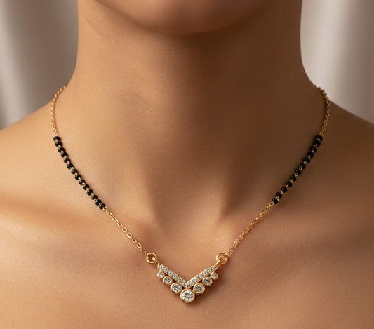 Anti Tarnish Mangalsutra Rosegold Diamond 18K Gold Plated