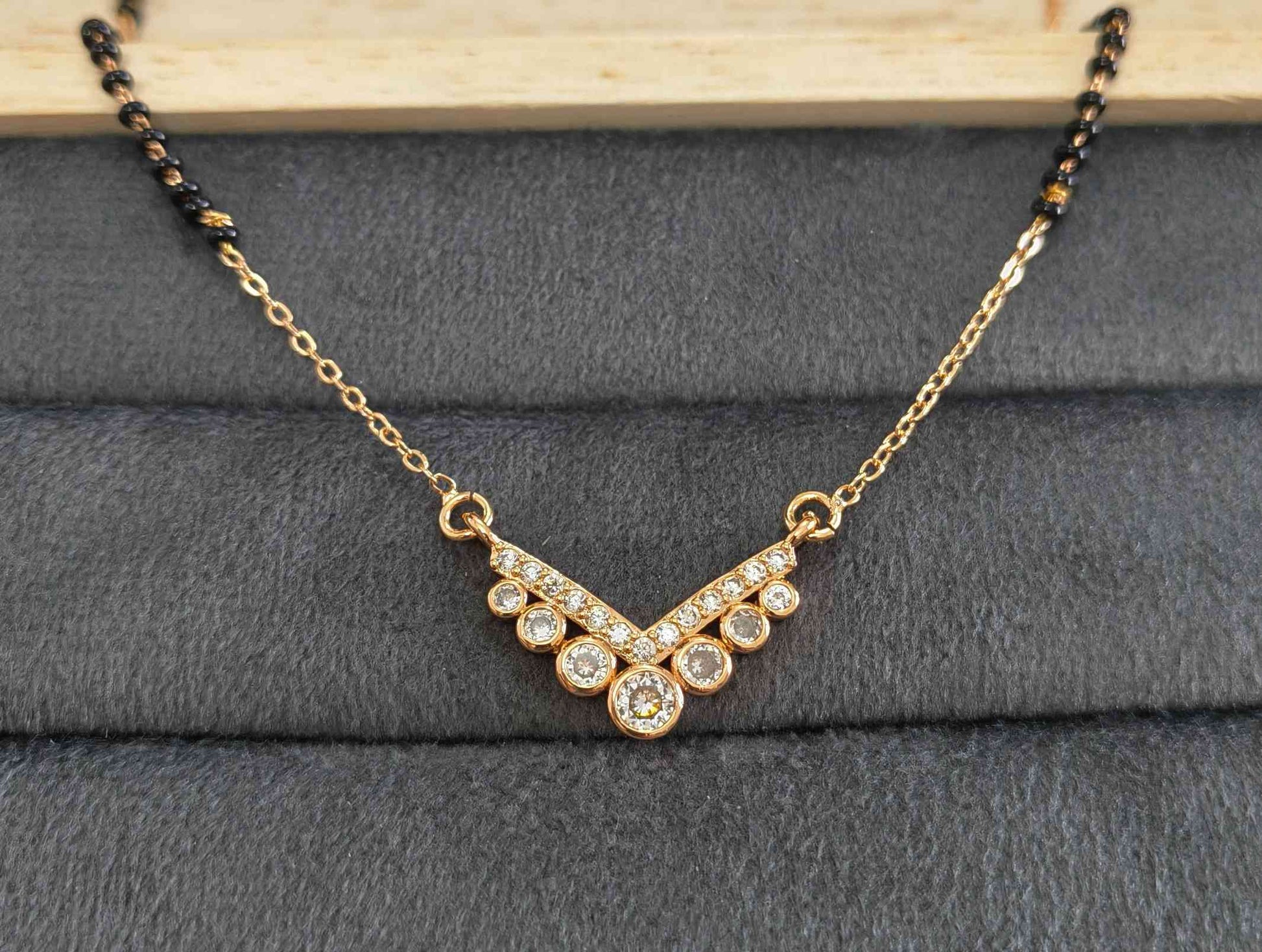 Anti Tarnish Mangalsutra Rosegold Diamond 18K Gold Plated