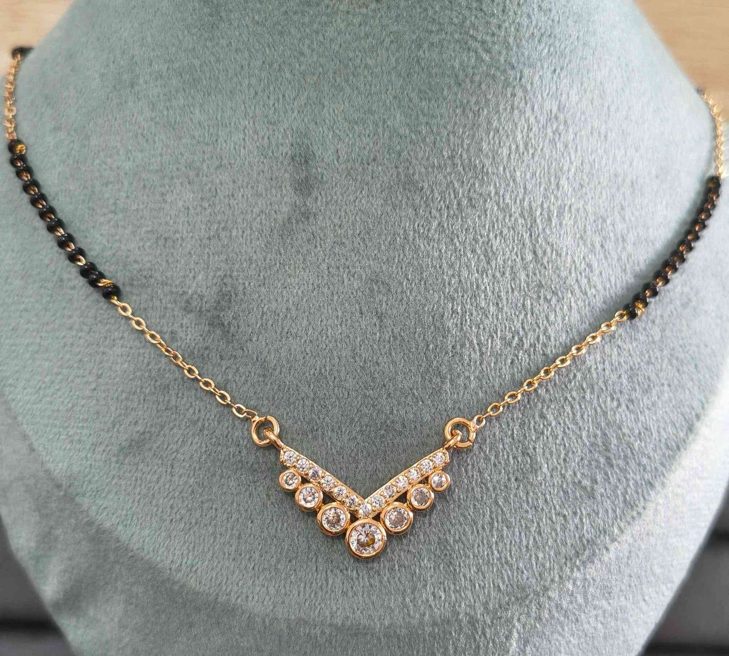 Anti Tarnish Mangalsutra Rosegold Diamond 18K Gold Plated