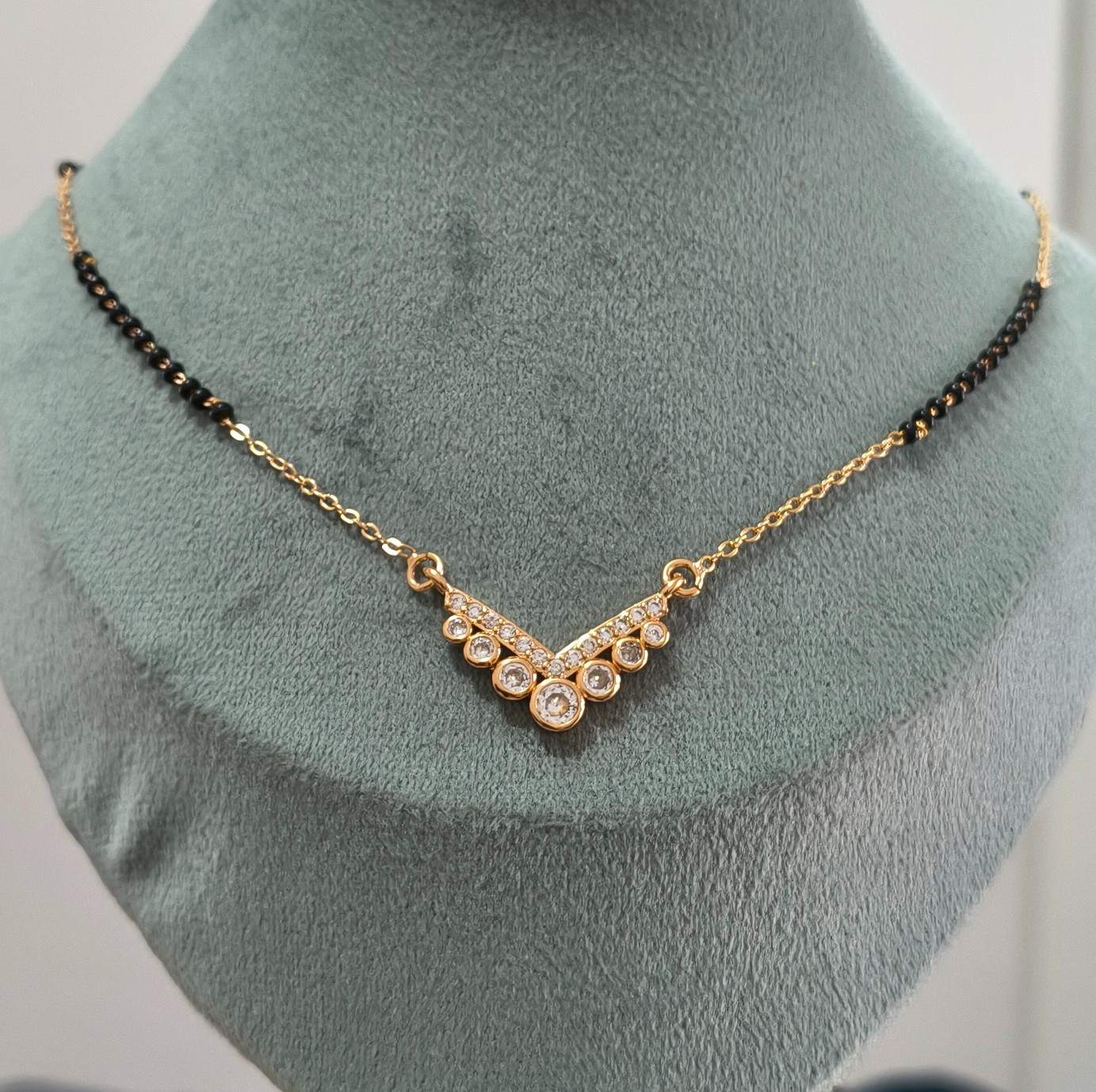 Anti Tarnish Mangalsutra Rosegold Diamond 18K Gold Plated