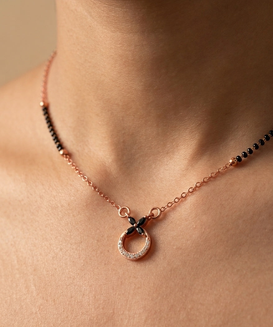 Anti Tarnish Mangalsutra Round Pendant 18K RoseGold Plated