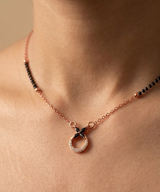 Anti Tarnish Mangalsutra Round Pendant 18K RoseGold Plated