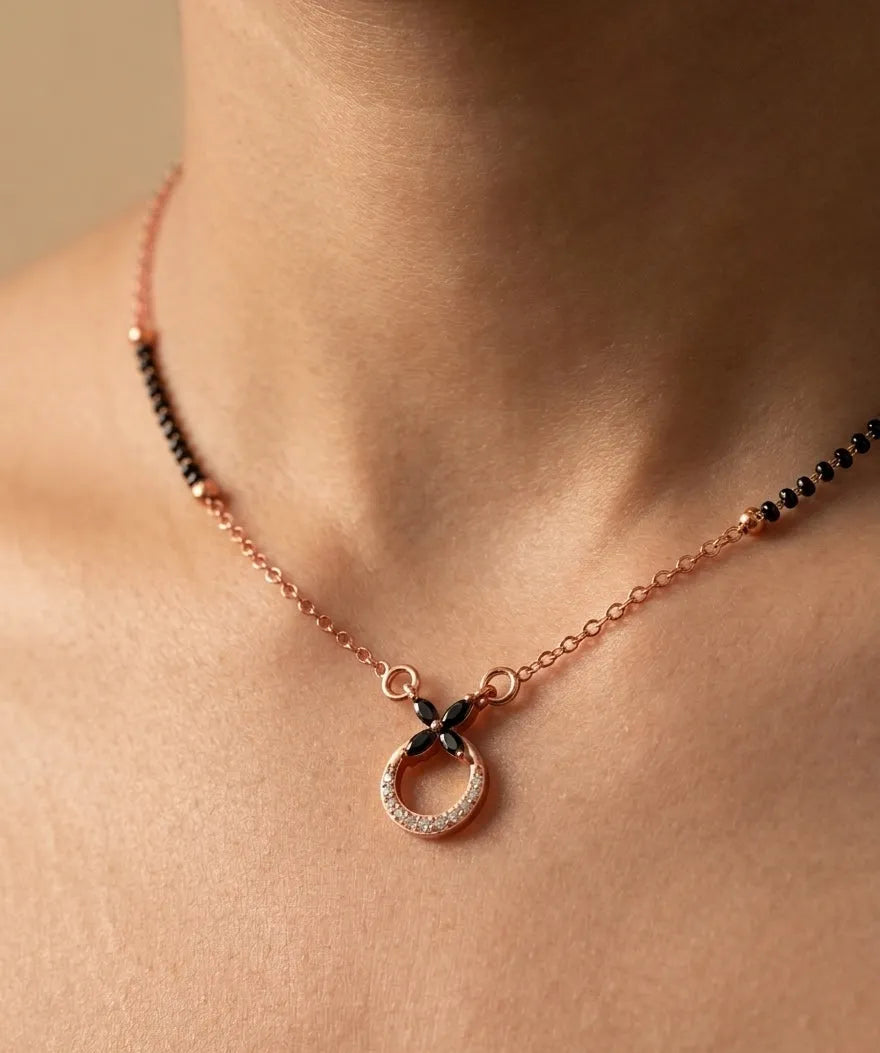 Anti Tarnish Mangalsutra Round Pendant 18K RoseGold Plated