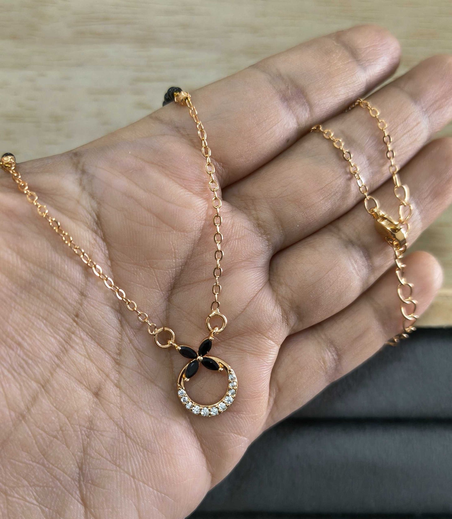 Anti Tarnish Mangalsutra Round Pendant 18K RoseGold Plated