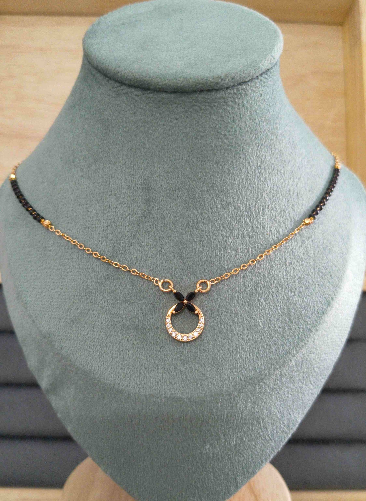 Anti Tarnish Mangalsutra Round Pendant 18K RoseGold Plated