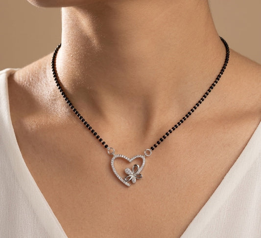 Anti Tarnish Mangalsutra Silver Heart Pendant