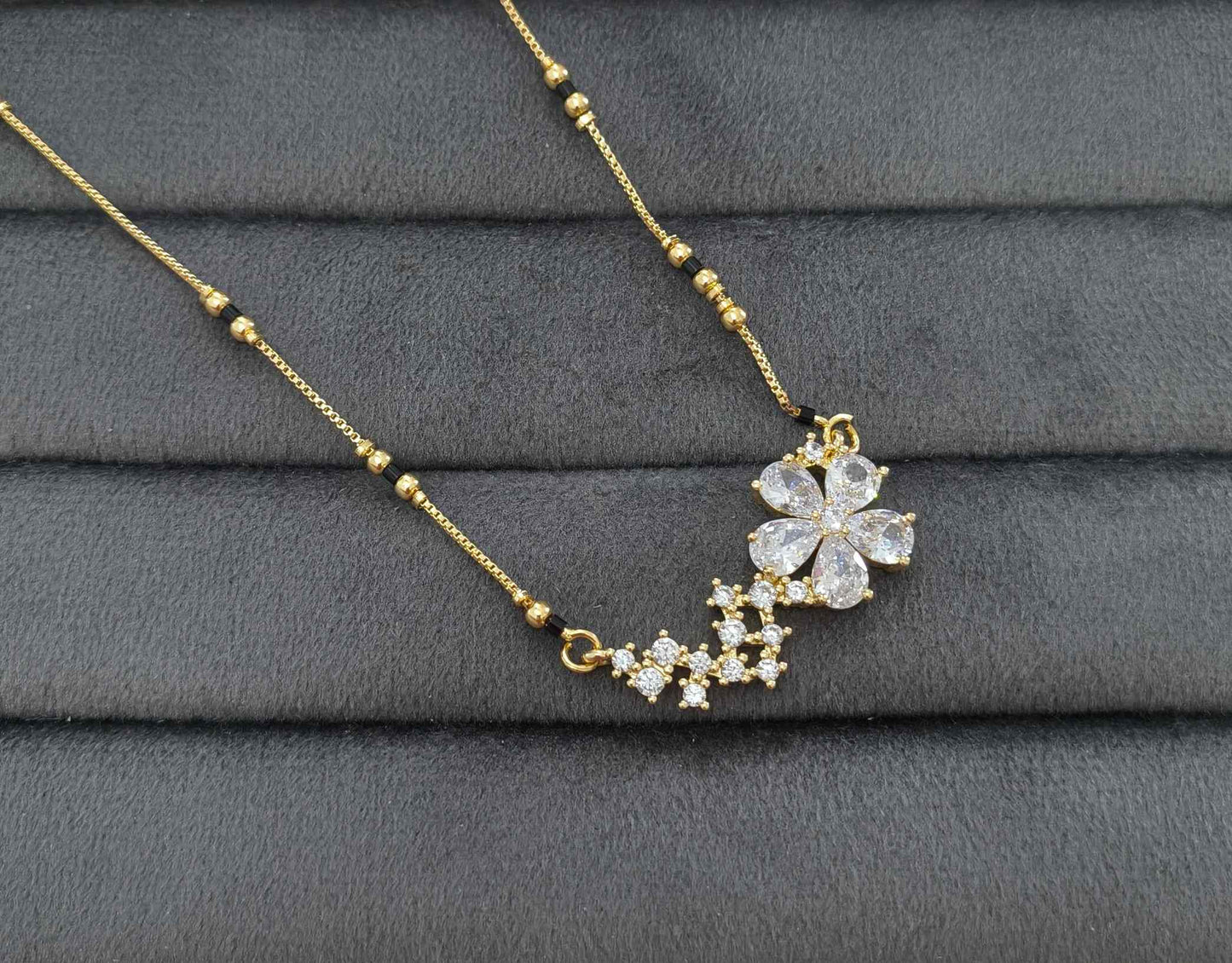 Anti Tarnish Mangalsutra Star Floral Pendant 18K Gold Plated