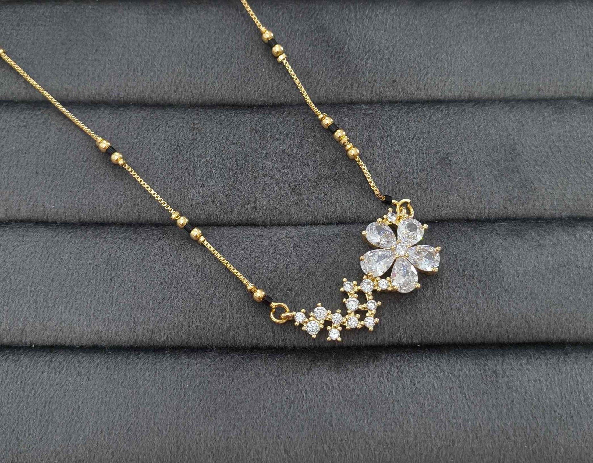 Anti Tarnish Mangalsutra Star Floral Pendant 18K Gold Plated