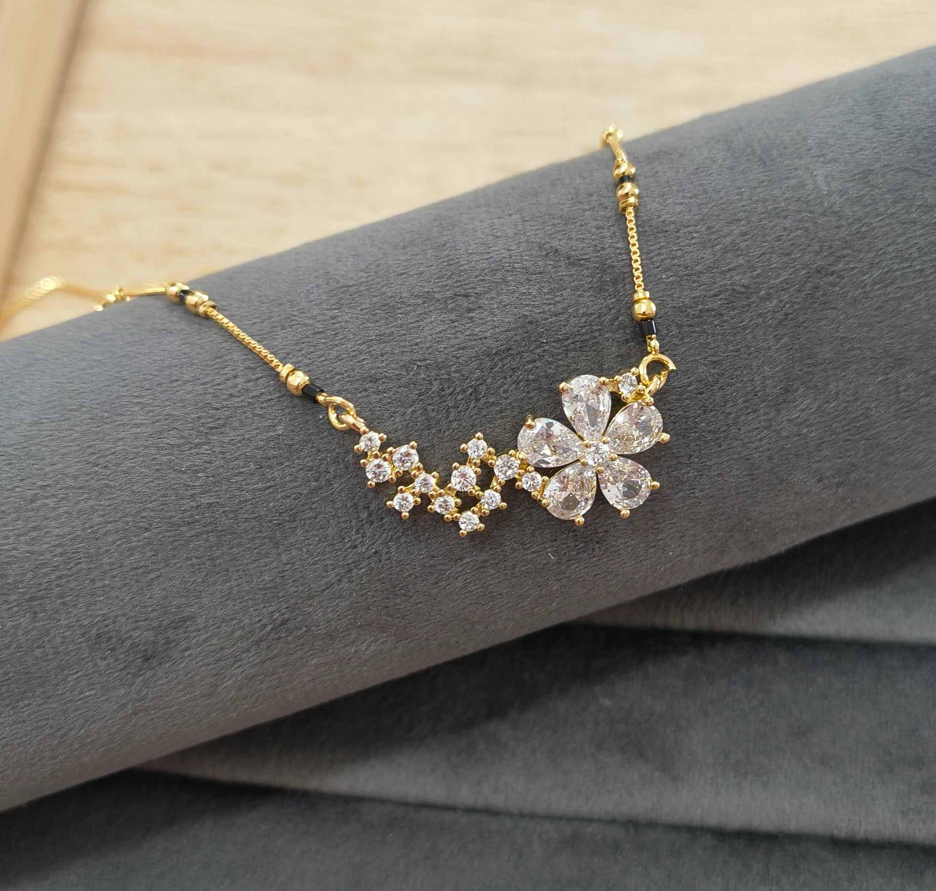 Anti Tarnish Mangalsutra Star Floral Pendant 18K Gold Plated