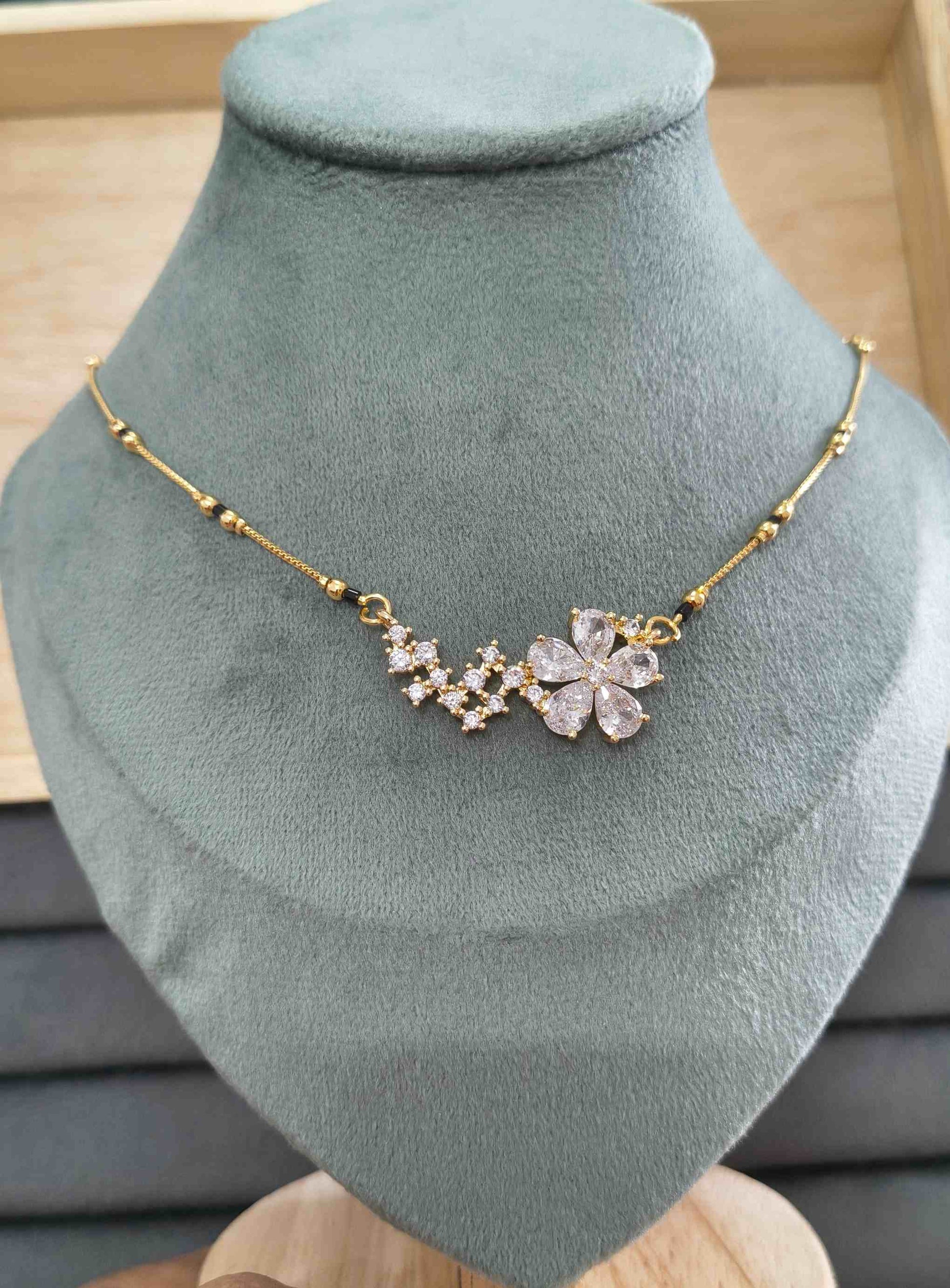 Anti Tarnish Mangalsutra Star Floral Pendant 18K Gold Plated