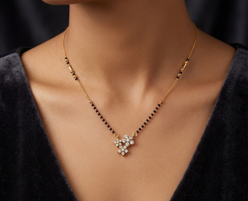 Anti Tarnish Mangalsutra Star Glaze Pendant 18K Gold Plated