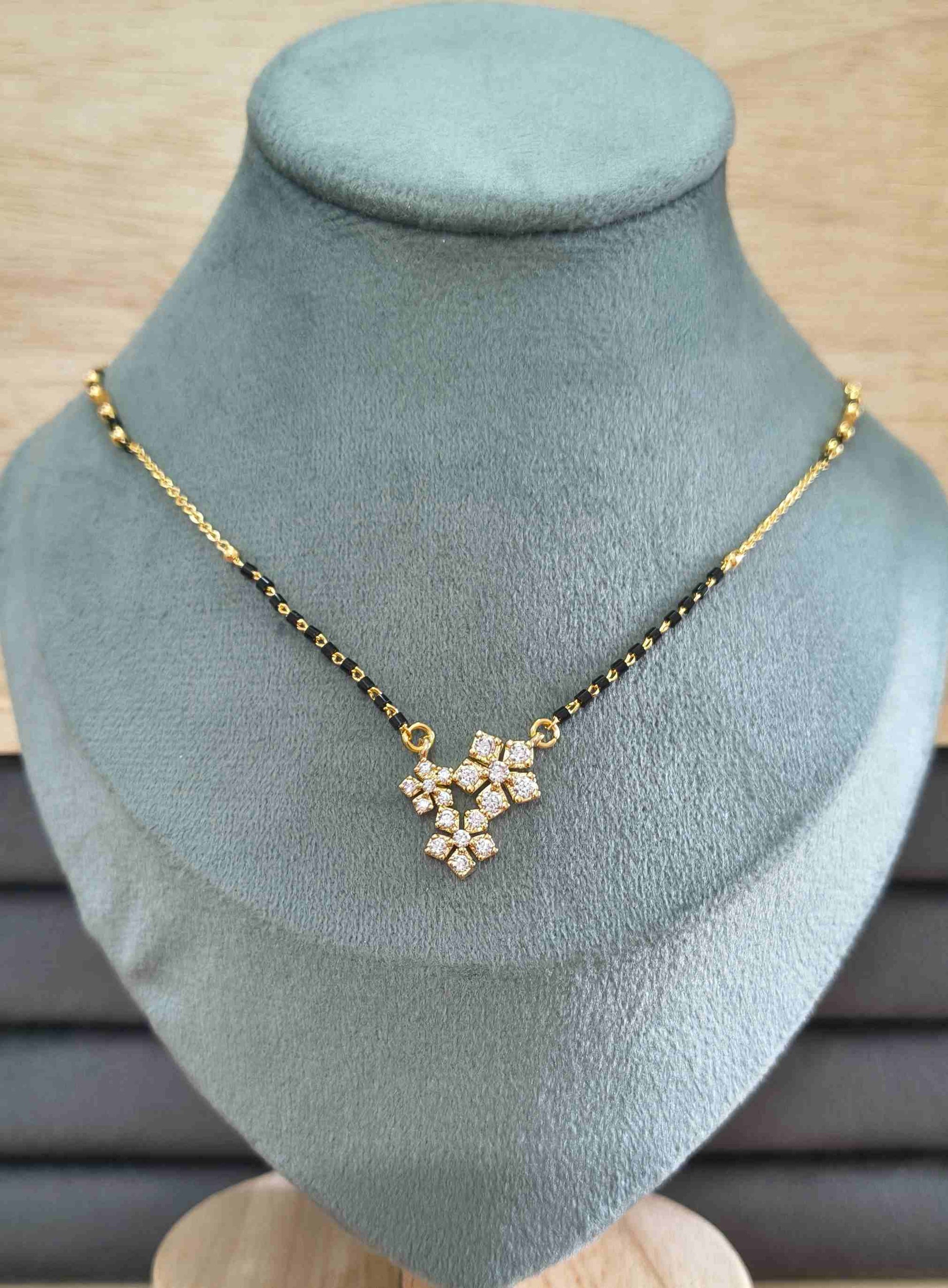 Anti Tarnish Mangalsutra Star Glaze Pendant 18K Gold Plated