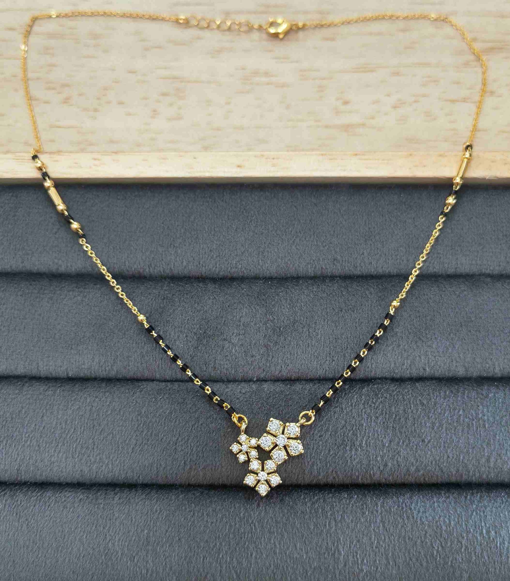 Anti Tarnish Mangalsutra Star Glaze Pendant 18K Gold Plated