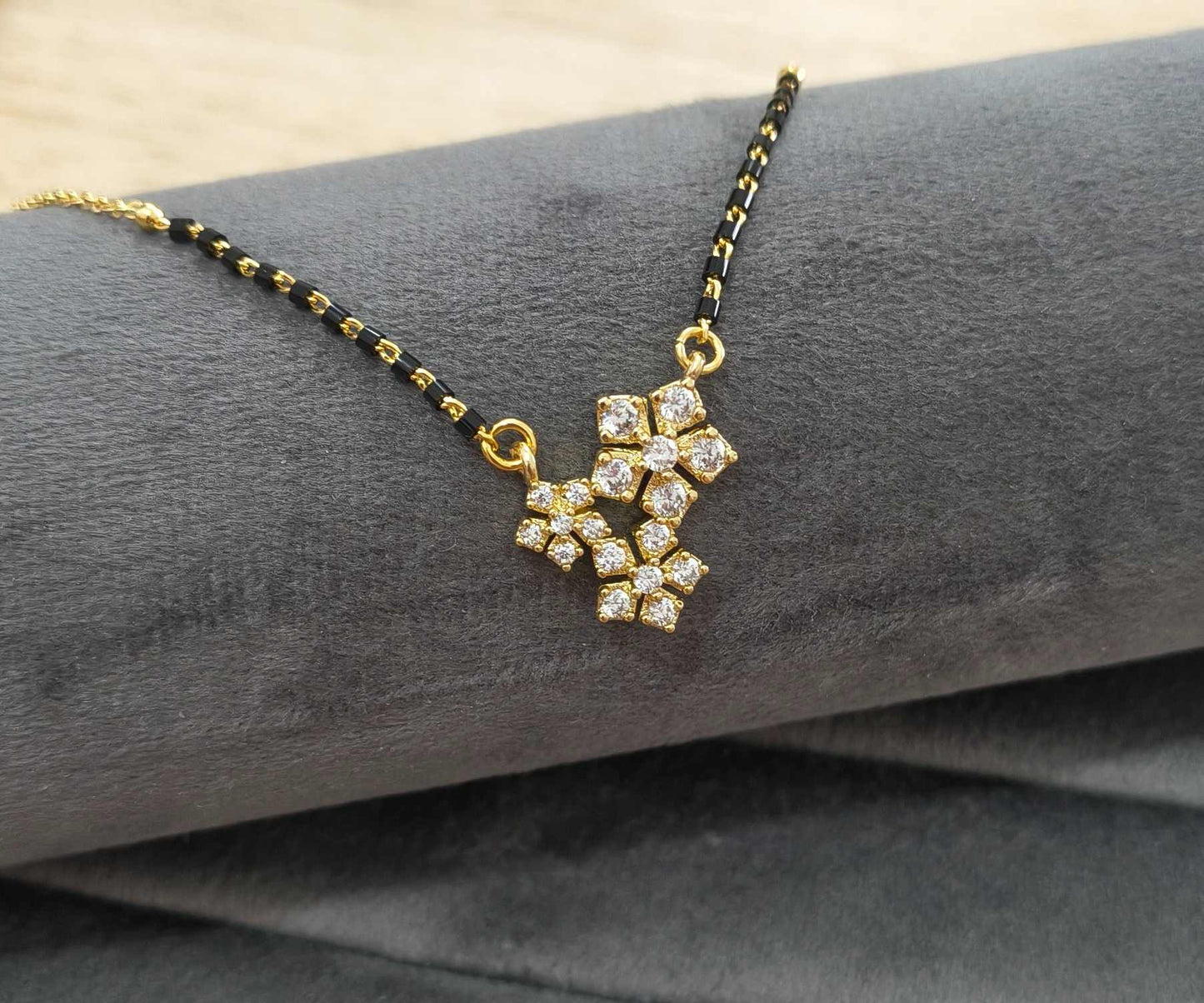 Anti Tarnish Mangalsutra Star Glaze Pendant 18K Gold Plated