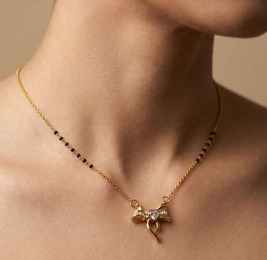 Anti Tarnish Mangalsutra Trendy Bow Style 18K Gold Plated