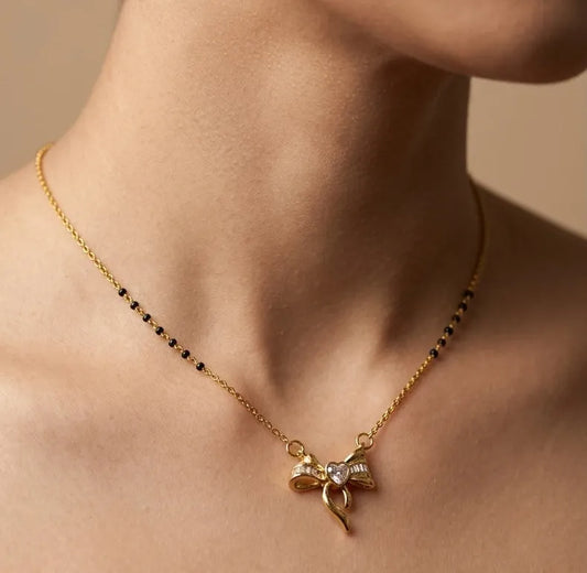 Anti Tarnish Mangalsutra Trendy Bow Style 18K Gold Plated