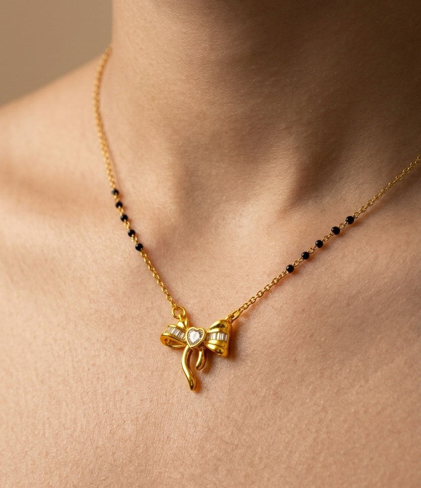 Anti Tarnish Mangalsutra Trendy Bow Style 18K Gold Plated