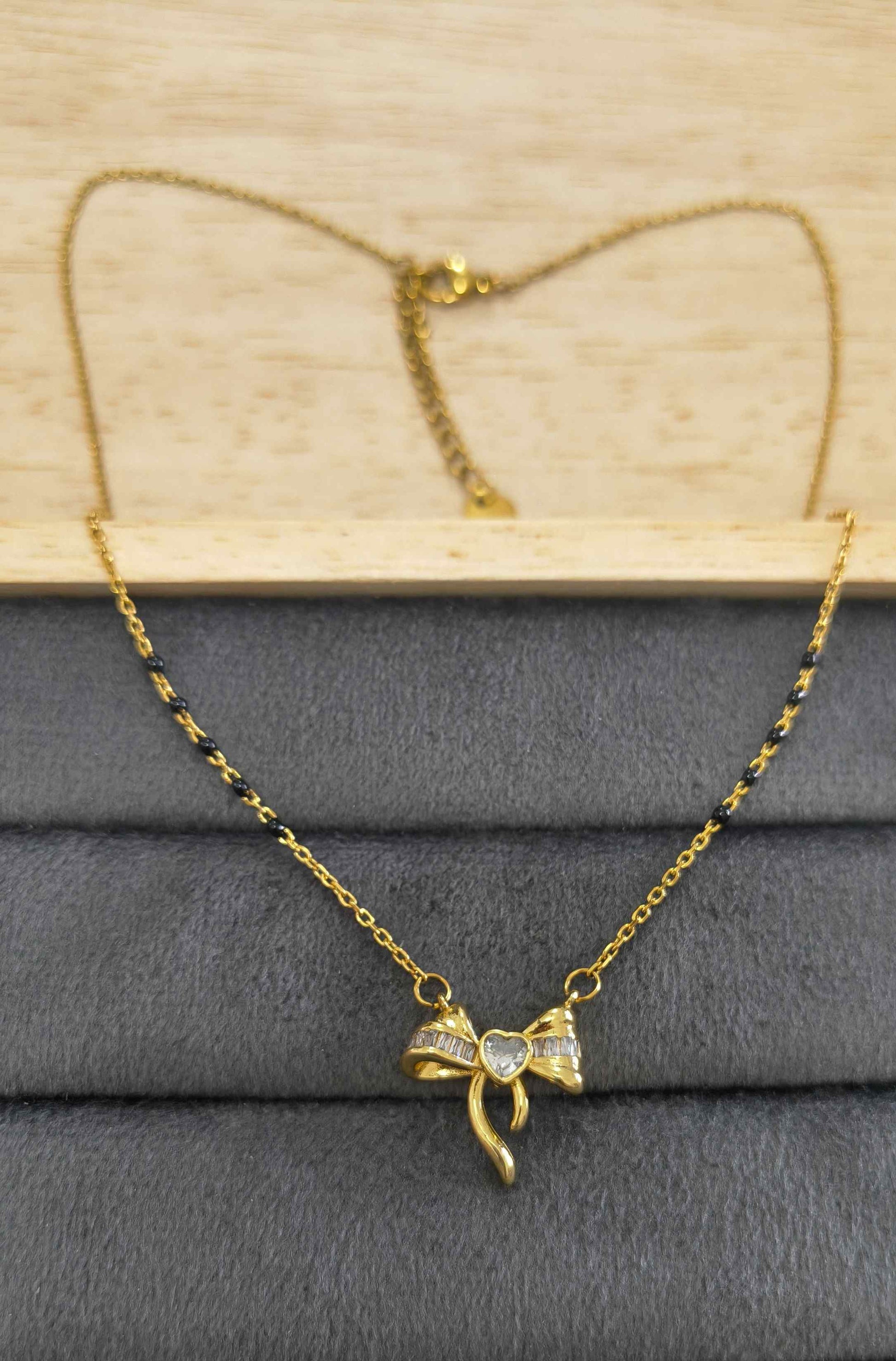Anti Tarnish Mangalsutra Trendy Bow Style 18K Gold Plated