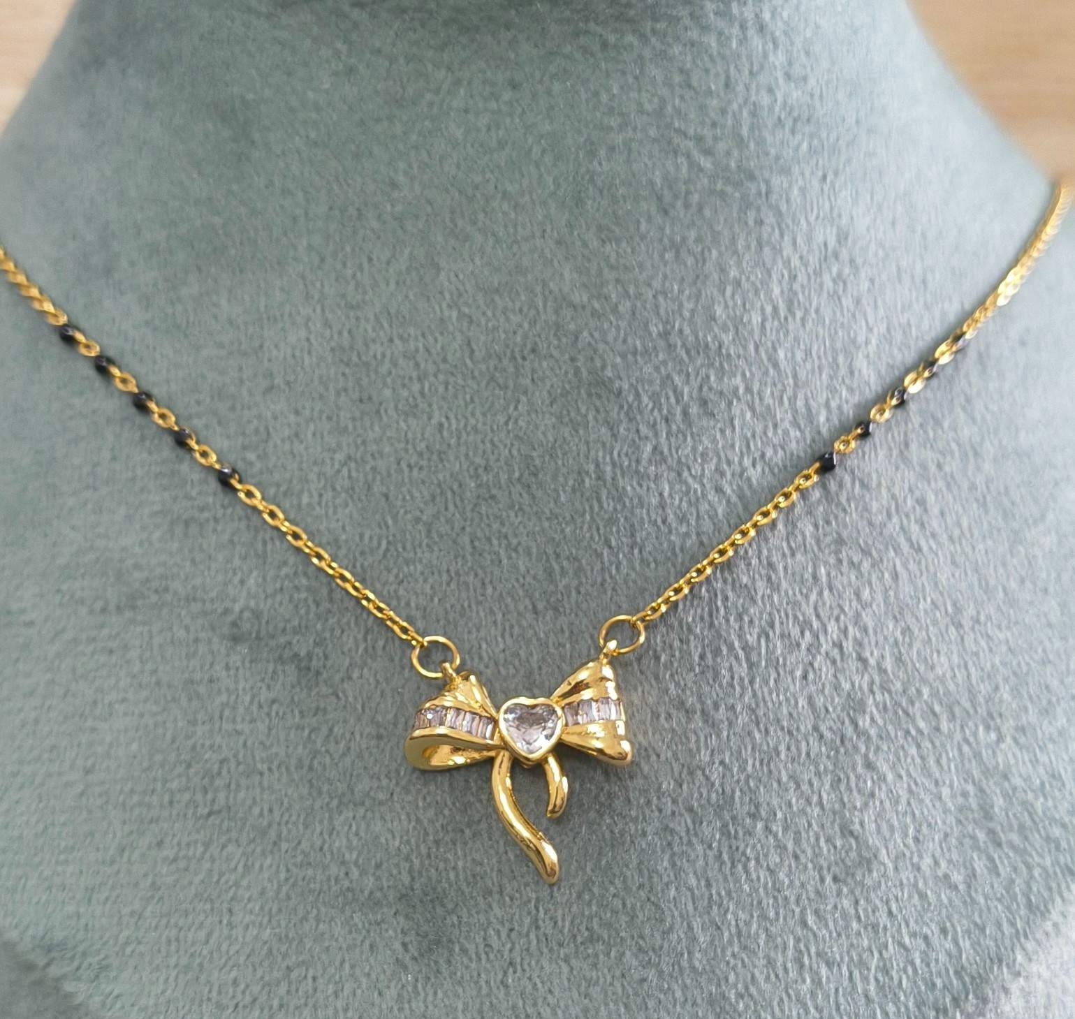 Anti Tarnish Mangalsutra Trendy Bow Style 18K Gold Plated