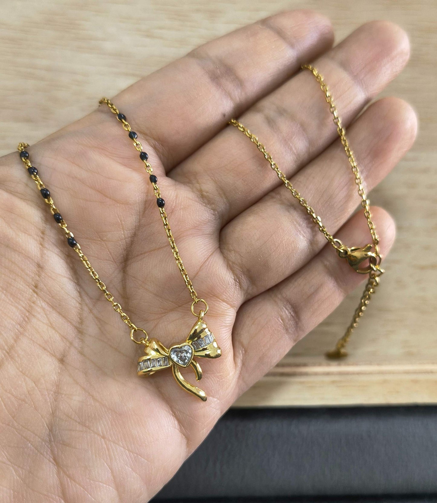 Anti Tarnish Mangalsutra Trendy Bow Style 18K Gold Plated