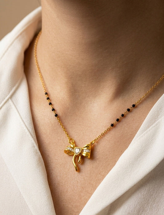 Anti Tarnish Mangalsutra Trendy Bow Style 18K Gold Plated
