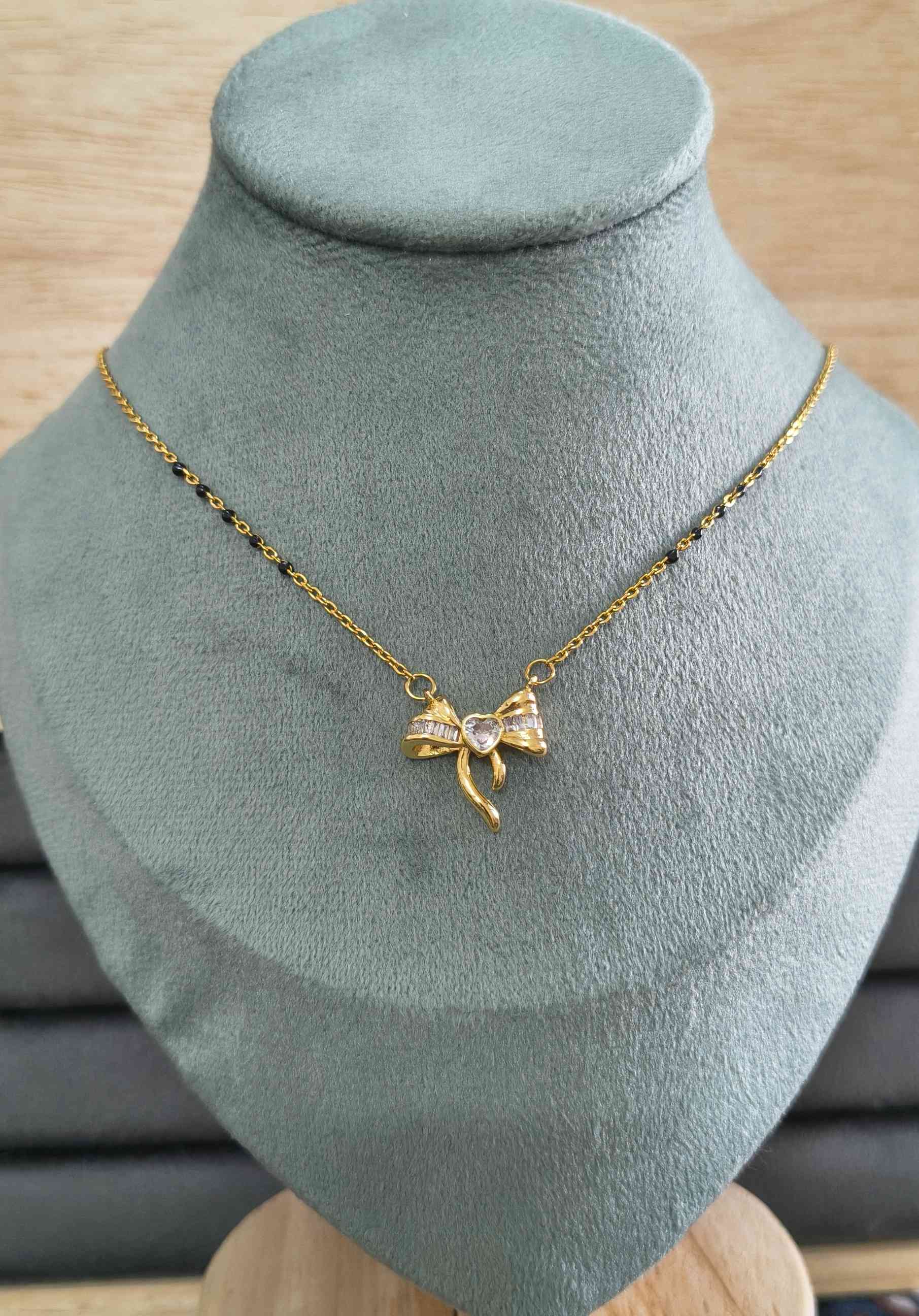 Anti Tarnish Mangalsutra Trendy Bow Style 18K Gold Plated