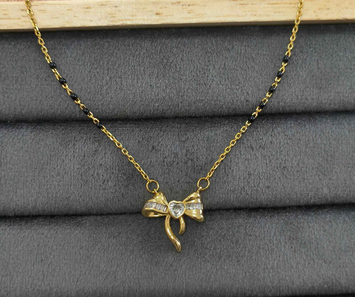 Anti Tarnish Mangalsutra Trendy Bow Style 18K Gold Plated