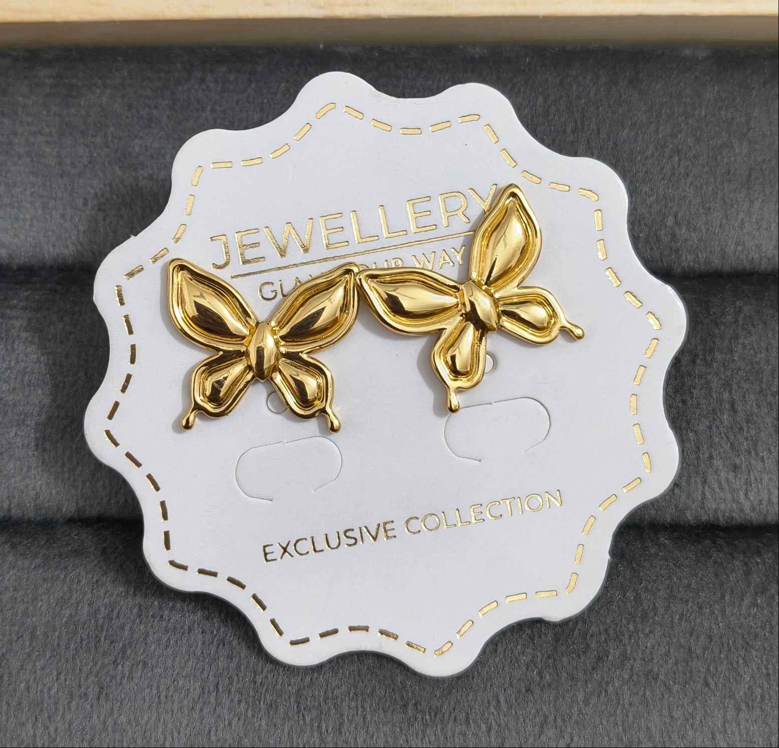 Anti Tarnish Mini Butterfly Earrings 18K Gold Plated