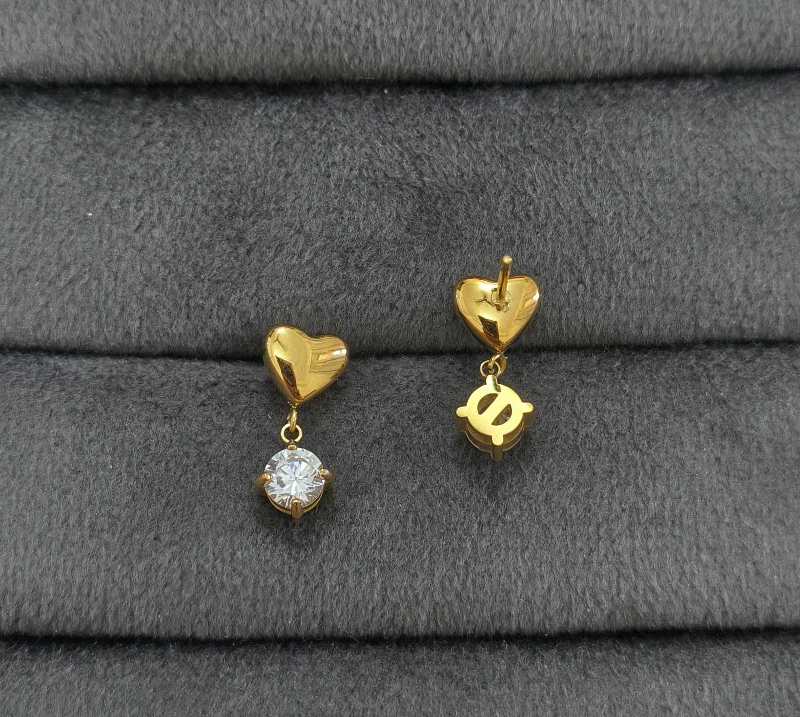 Anti Tarnish Mini Heart Drop Earrings 18K Gold Plated