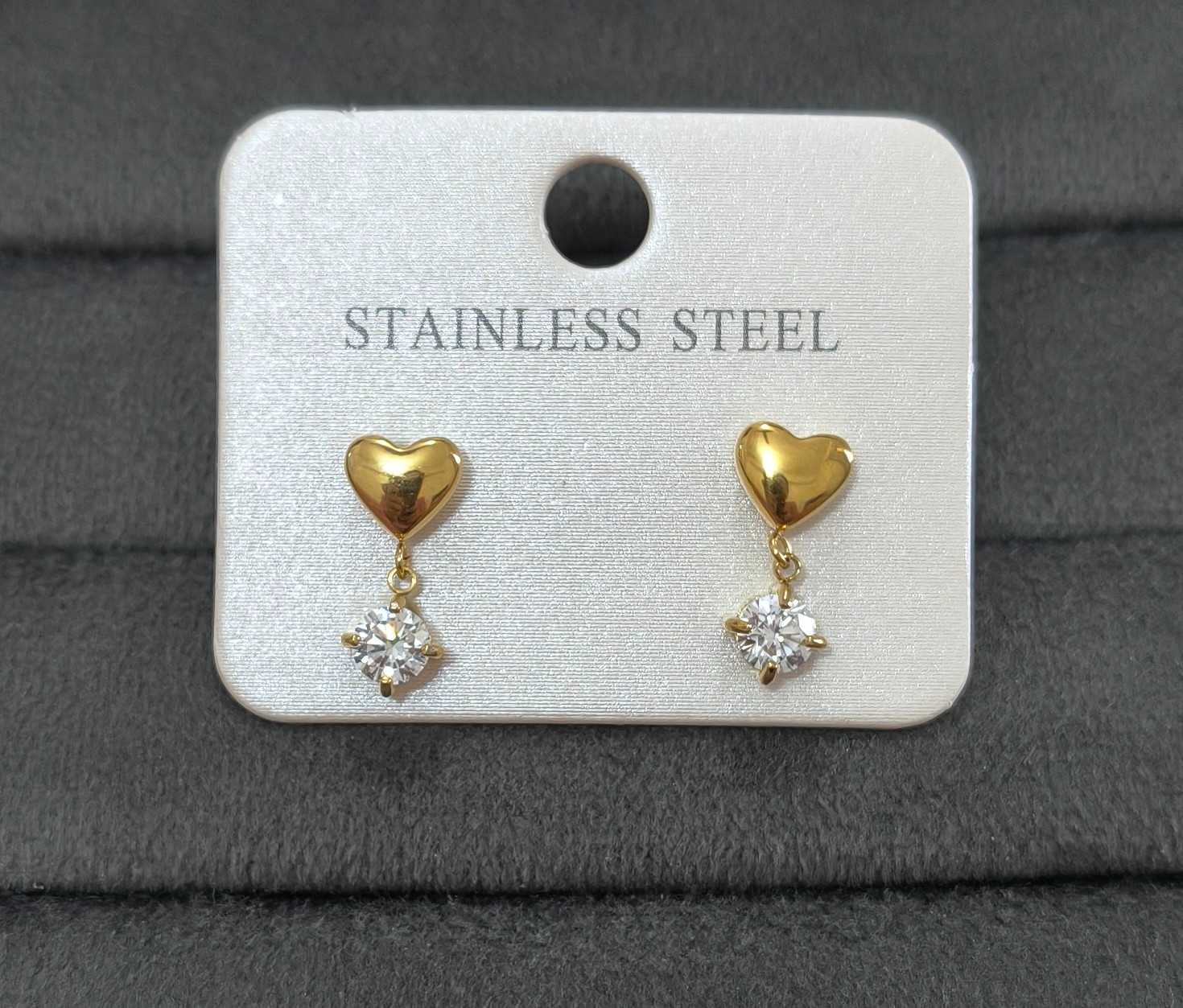 Anti Tarnish Mini Heart Drop Earrings 18K Gold Plated