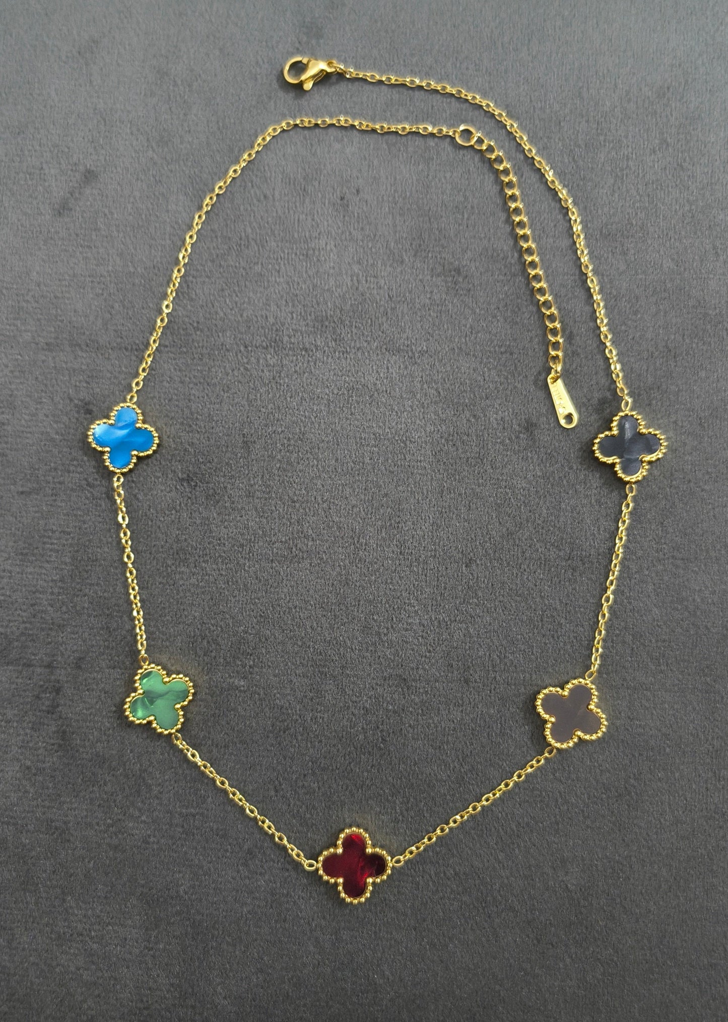 Anti Tarnish Multicolor Clover Necklace 18K Gold Plated