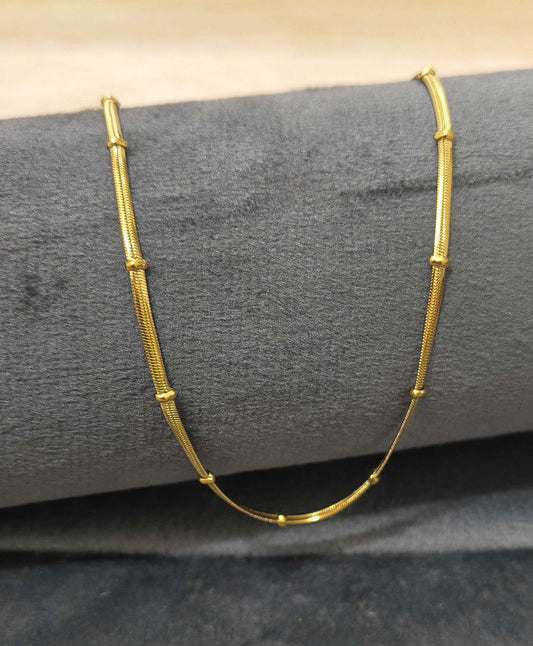 Anti Tarnish Necklace Beaded Snake Chain 18K Gold Plated