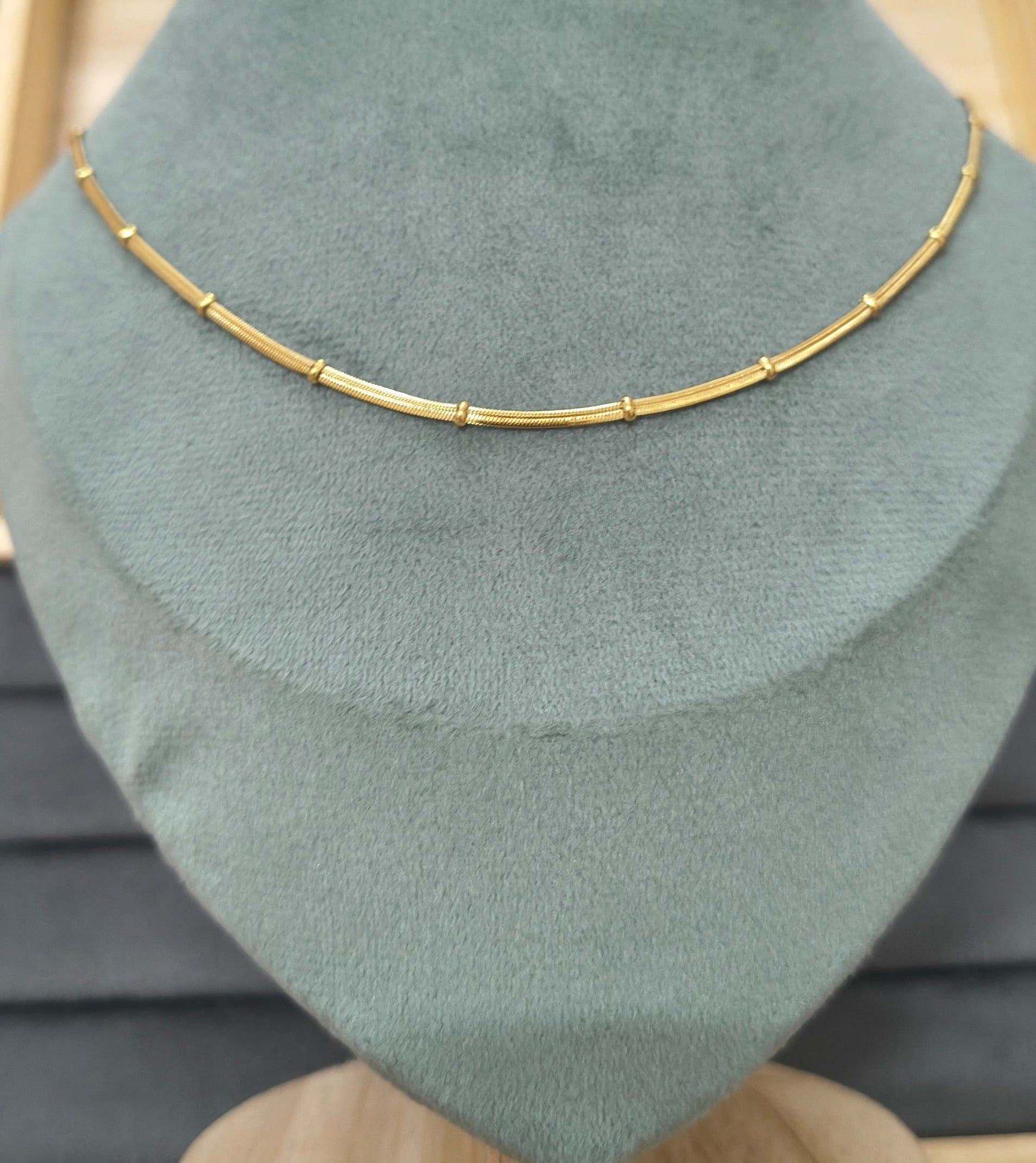 Anti Tarnish Necklace Beaded Snake Chain 18K Gold Plated