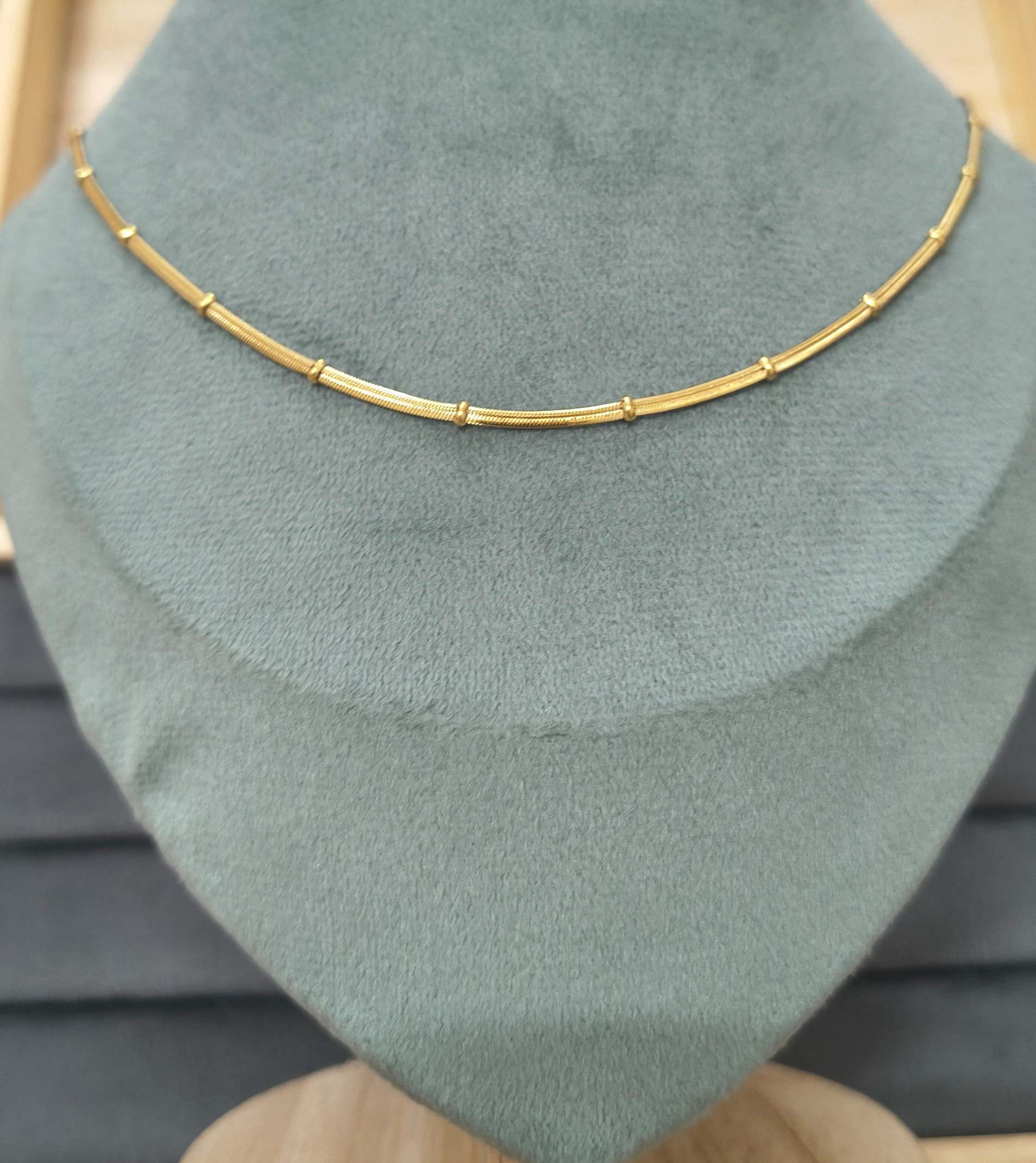 Anti Tarnish Necklace Beaded Snake Chain 18K Gold Plated