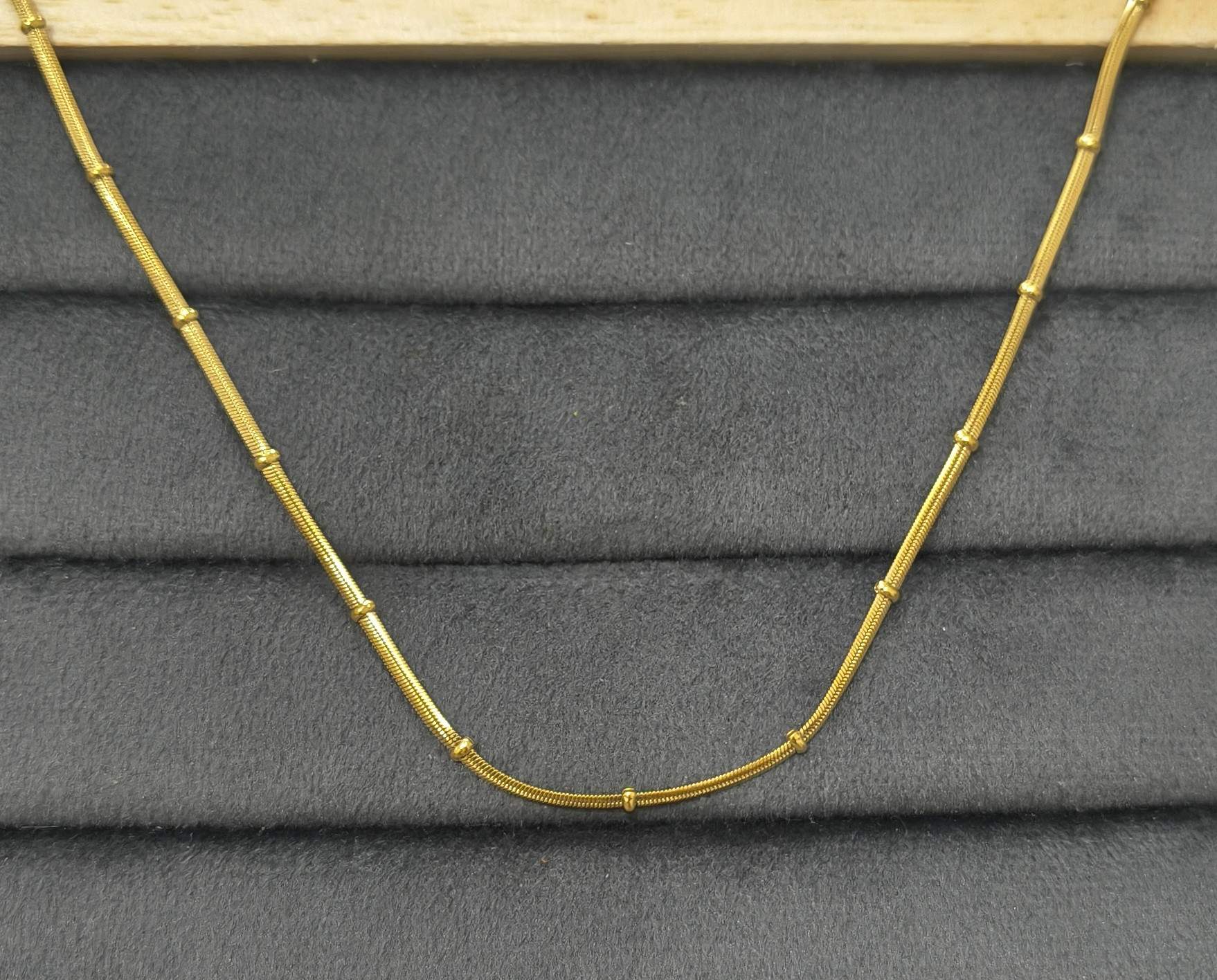 Anti Tarnish Necklace Beaded Snake Chain 18K Gold Plated