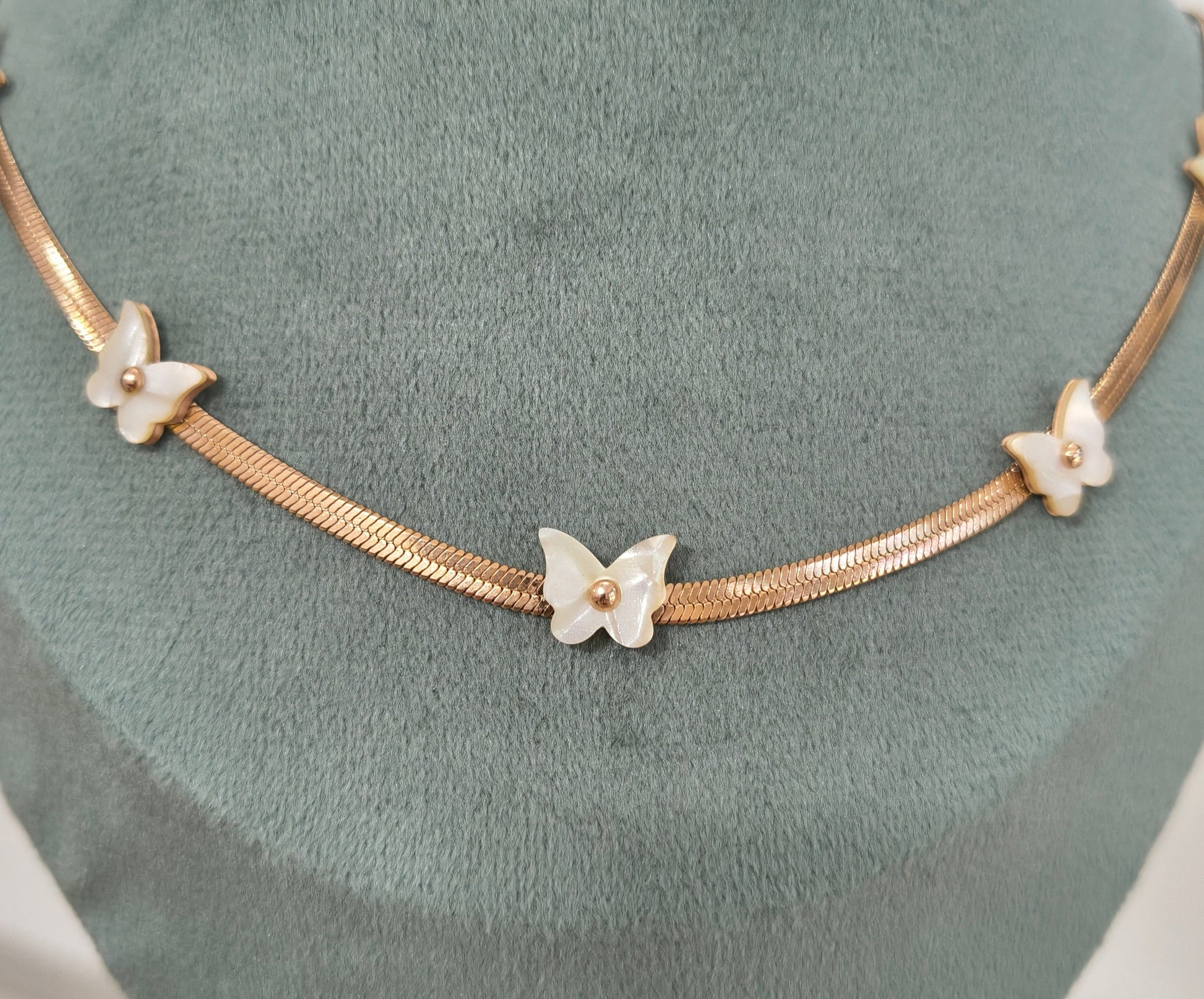 Anti Tarnish Necklace Butterfly Snake Chain 18K Rose gold Plated