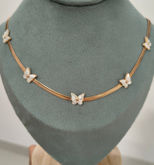 Anti Tarnish Necklace Butterfly Snake Chain 18K Rose gold Plated