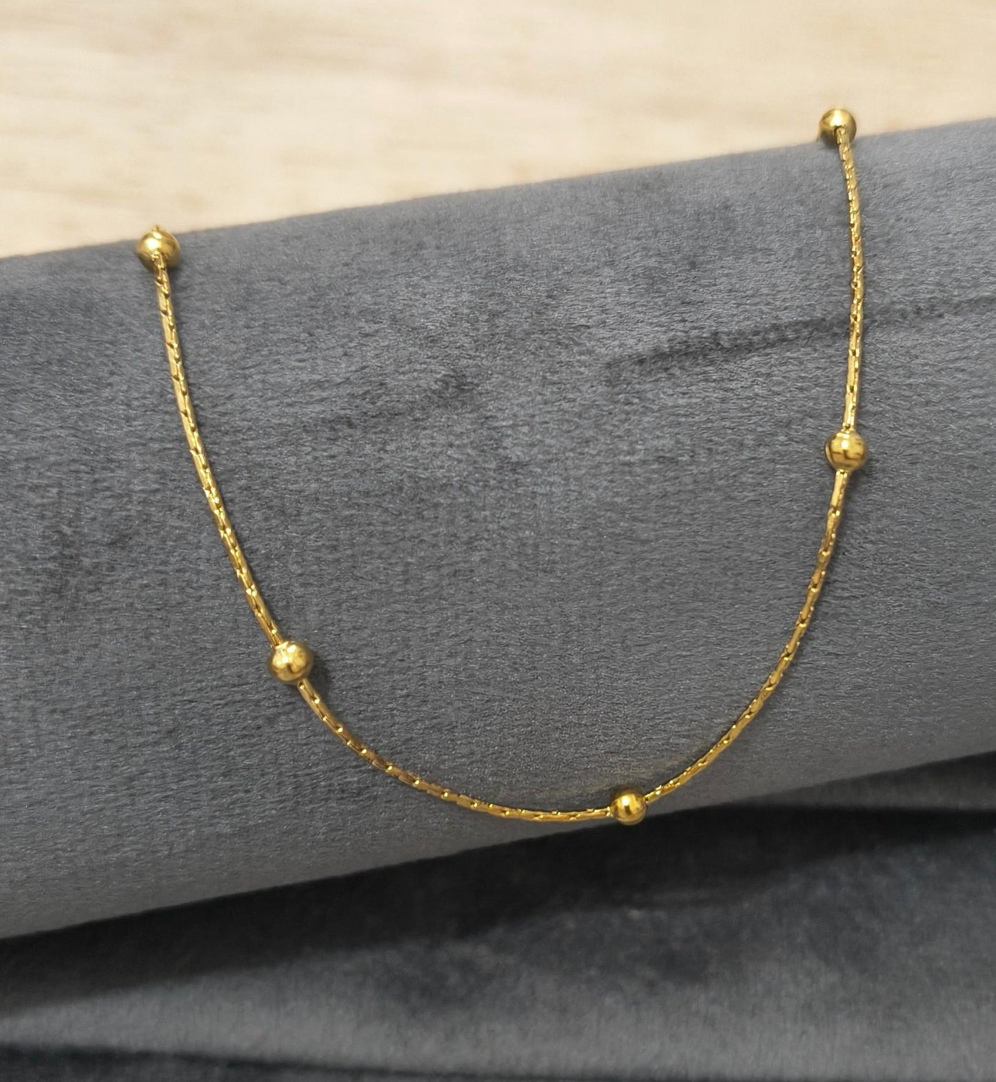 Anti Tarnish Necklace Classy Ball Chain 18K Gold Plated