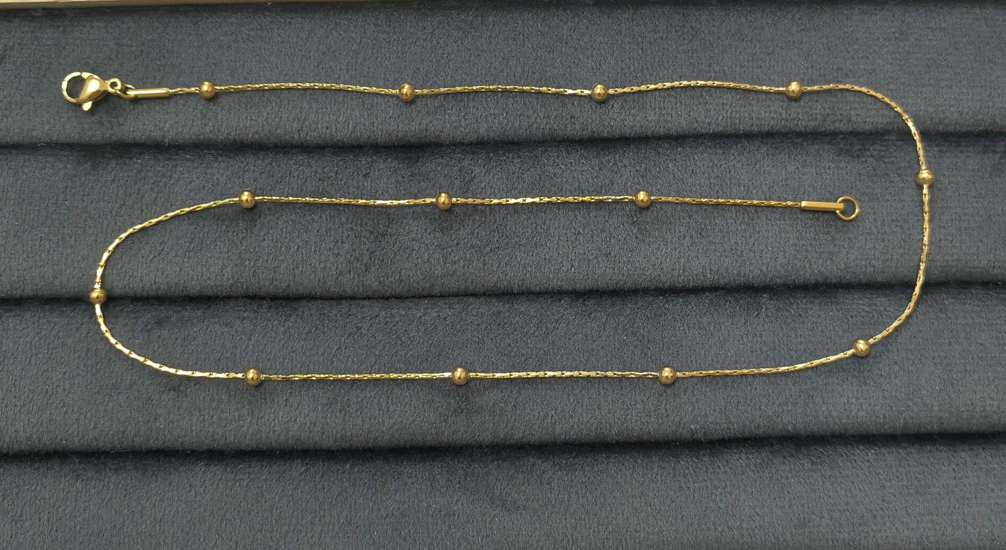 Anti Tarnish Necklace Classy Ball Chain 18K Gold Plated