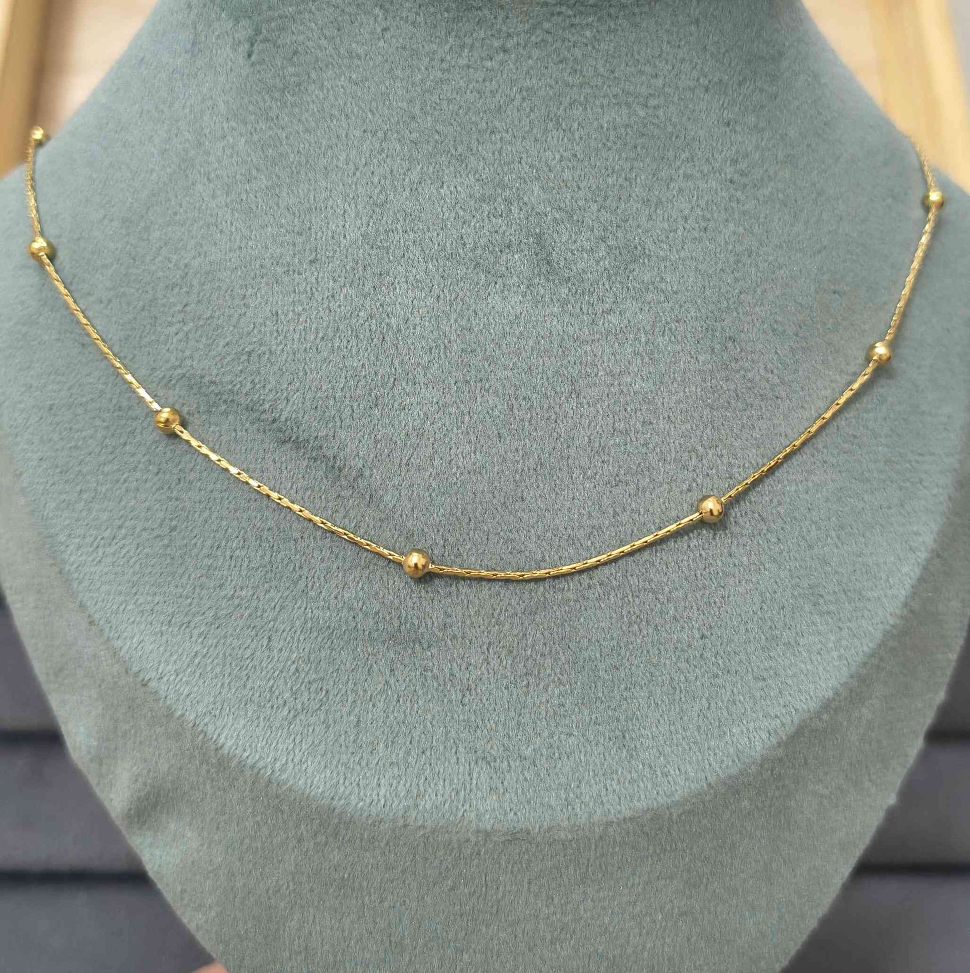 Anti Tarnish Necklace Classy Ball Chain 18K Gold Plated