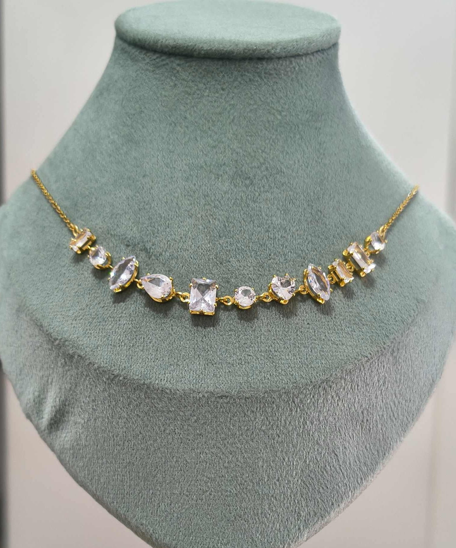 Anti Tarnish Necklace Classy Diamond Chain 18K Gold Plated