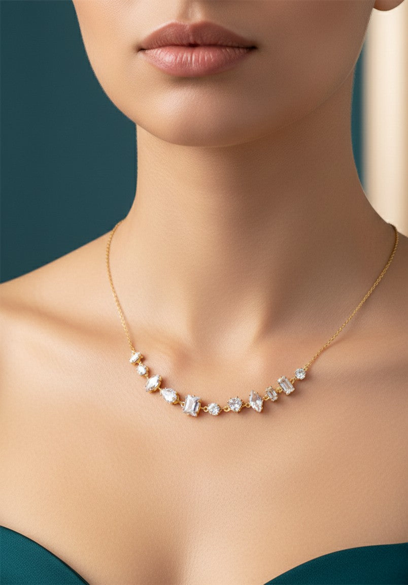 Anti Tarnish Necklace Classy Diamond Chain 18K Gold Plated