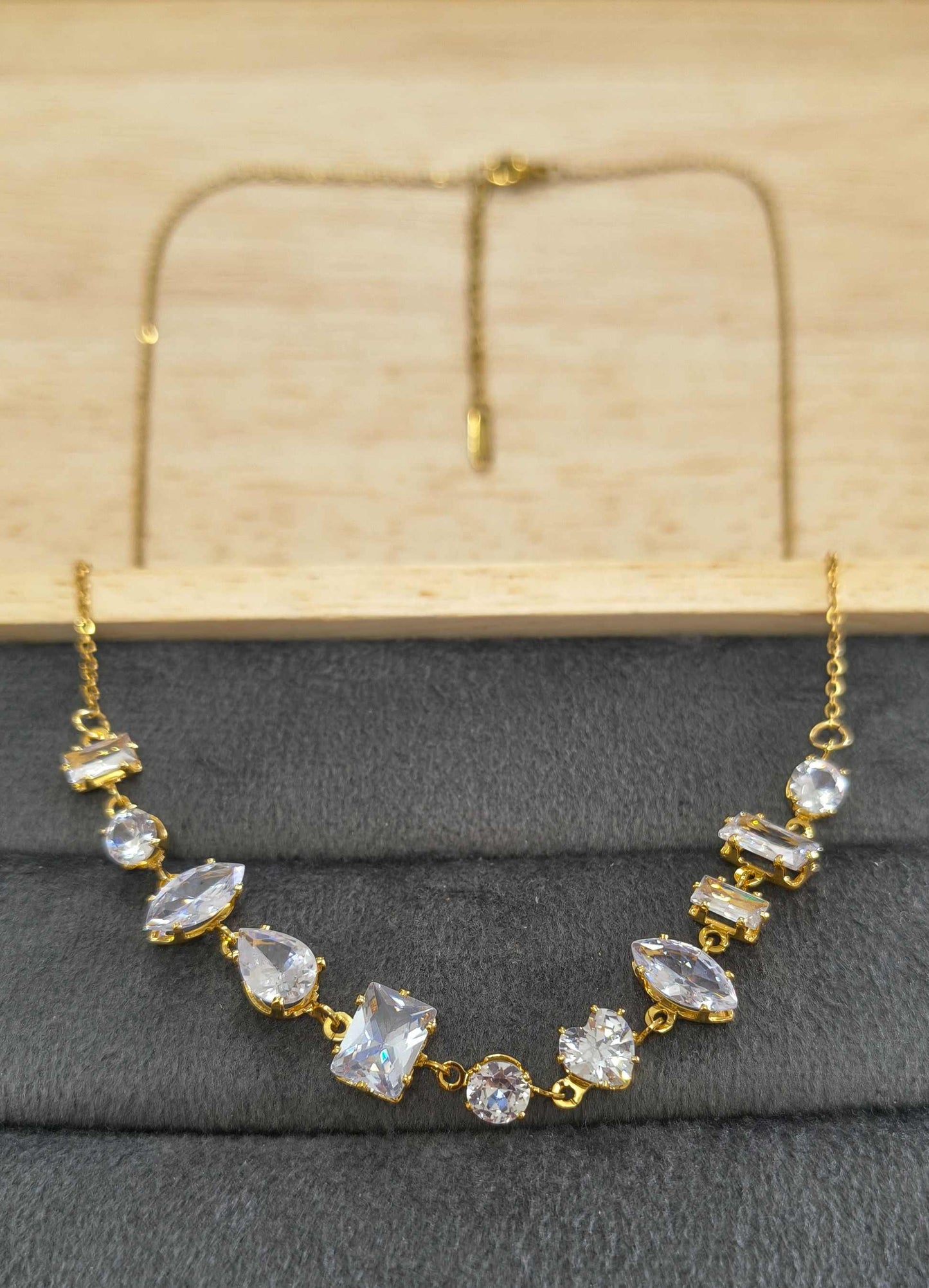 Anti Tarnish Necklace Classy Diamond Chain 18K Gold Plated