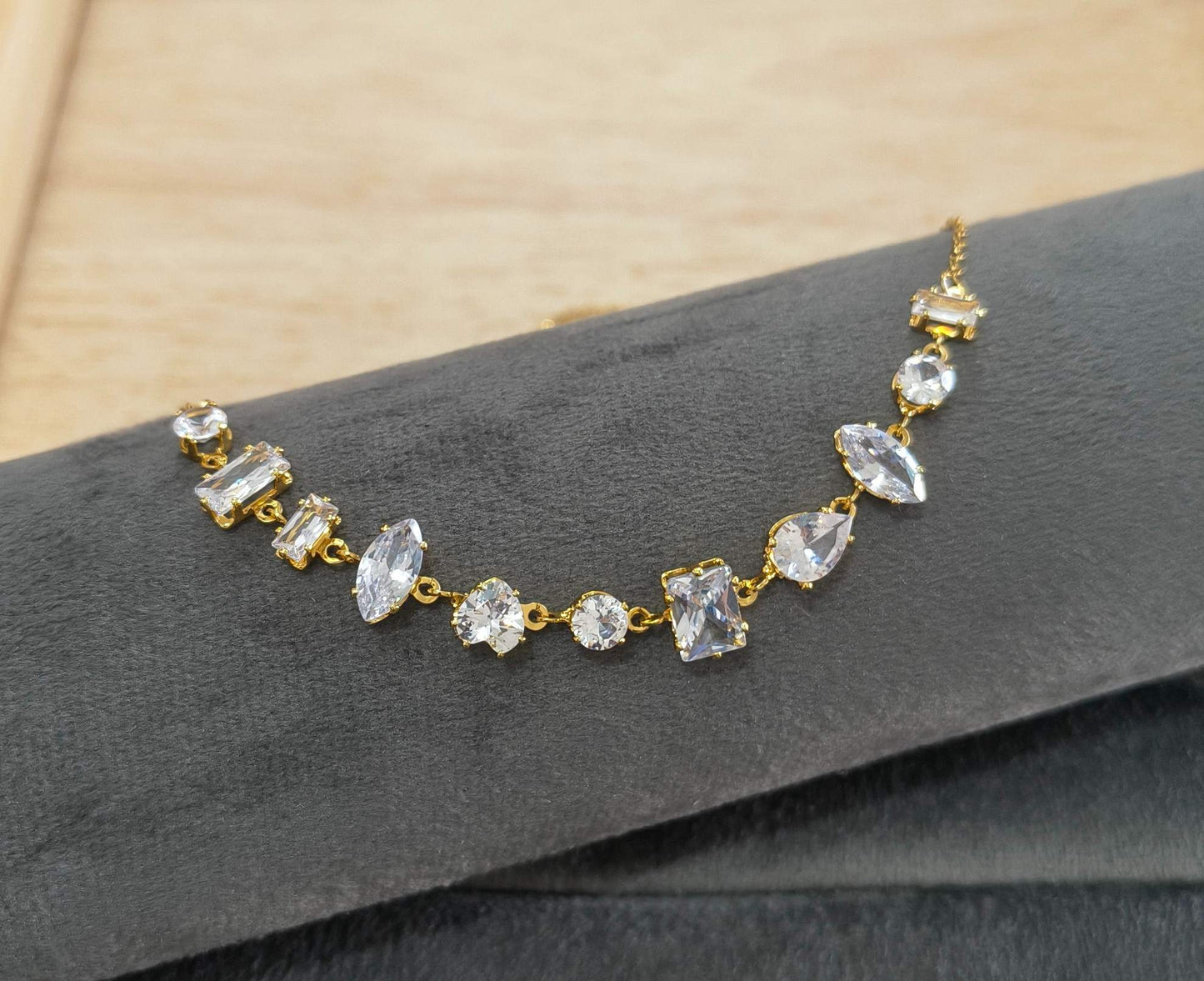 Anti Tarnish Necklace Classy Diamond Chain 18K Gold Plated