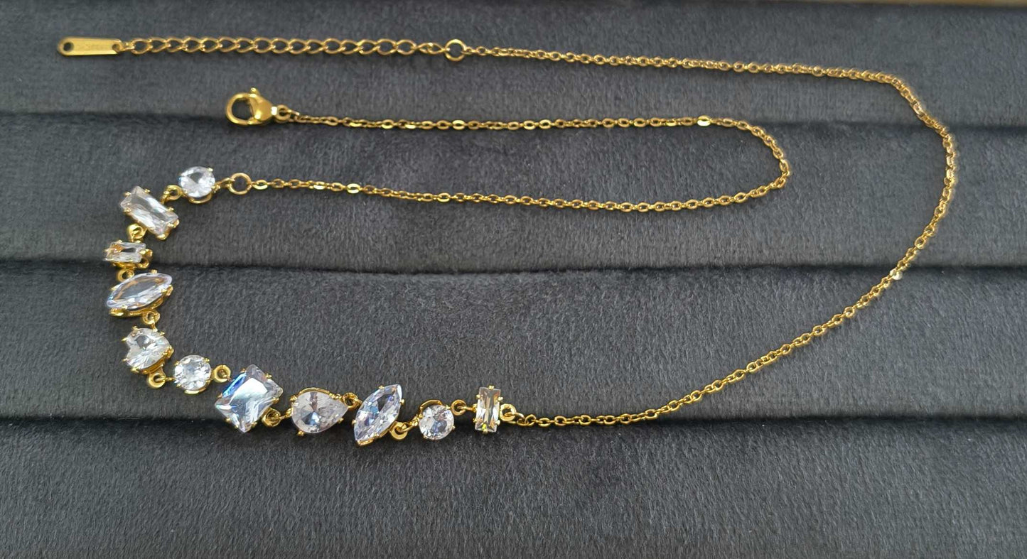 Anti Tarnish Necklace Classy Diamond Chain 18K Gold Plated