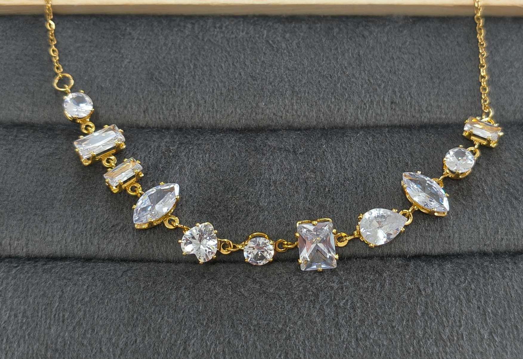 Anti Tarnish Necklace Classy Diamond Chain 18K Gold Plated