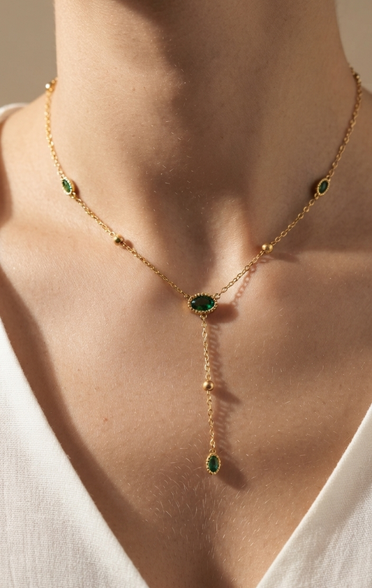 Anti Tarnish Necklace Dainty Charms Y Chain 18K Gold Plated