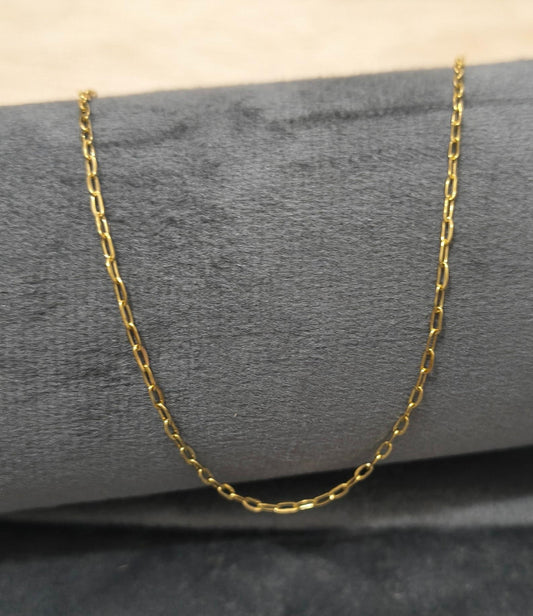 Anti Tarnish Necklace Dainty Paperclip Chain 18K Gold Plated