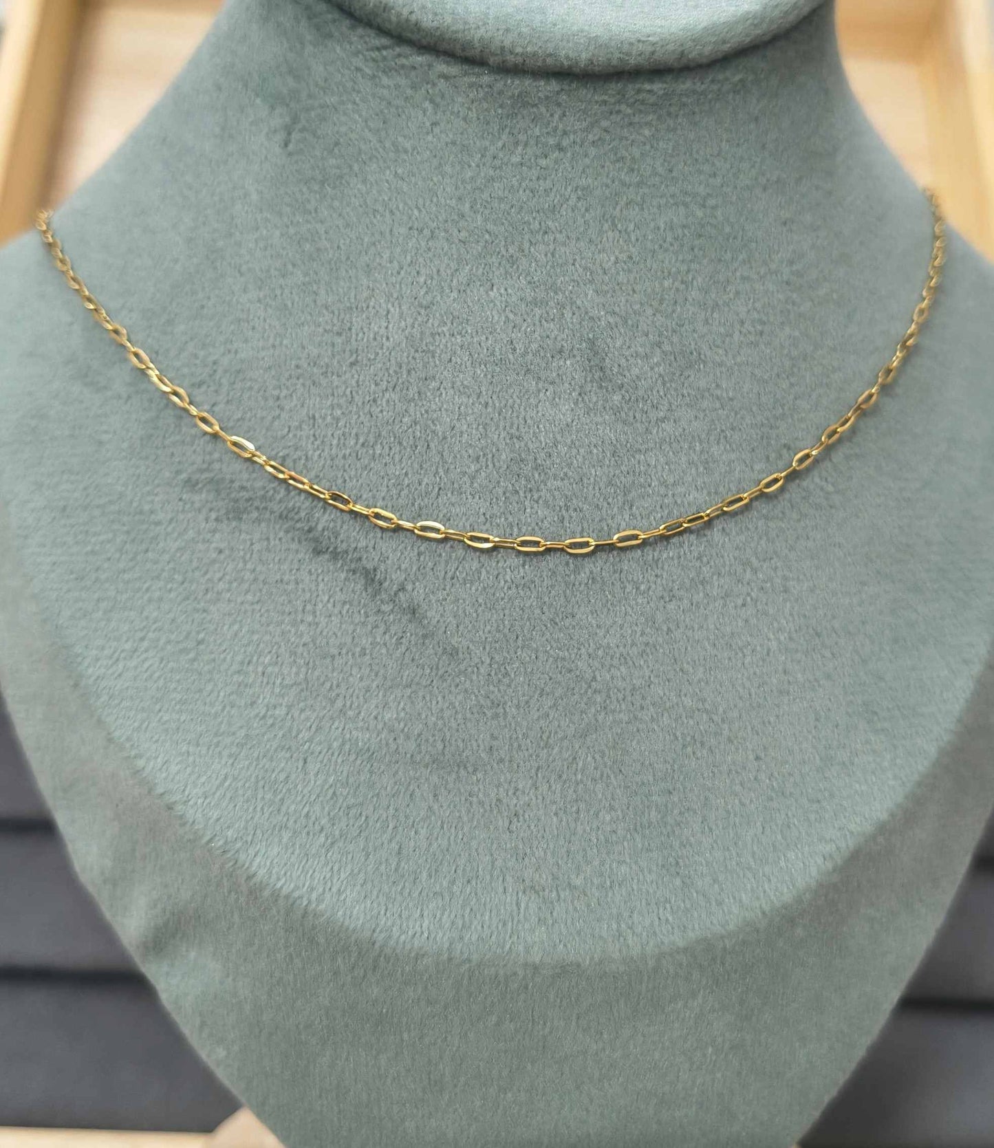 Anti Tarnish Necklace Dainty Paperclip Chain 18K Gold Plated