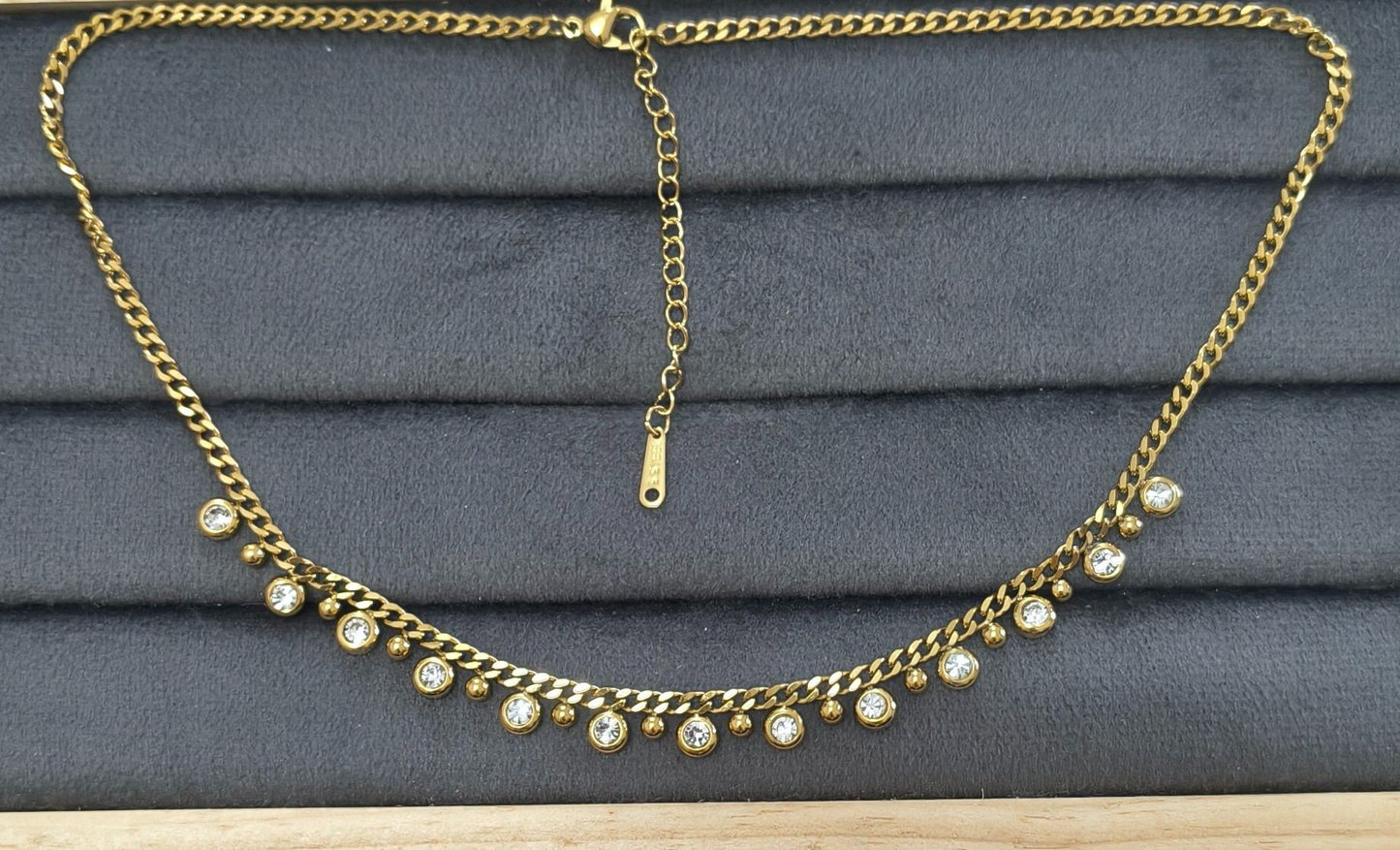 Anti Tarnish Necklace Diamond Drop Chain 18K Gold Plated